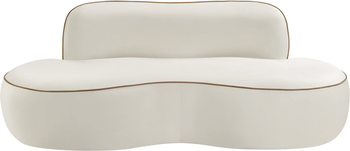 Swerve 7 7in Cream Velvet Upholstered Loveseat