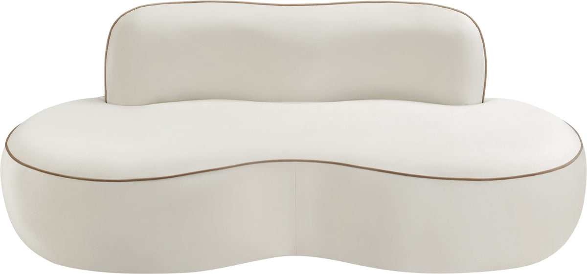 Swerve 7 7in Cream Velvet Upholstered Loveseat