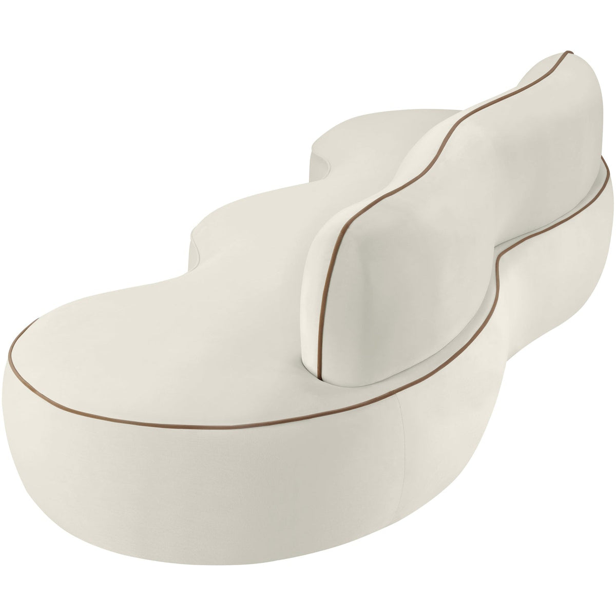 Swerve 10 0in Cream Velvet Upholstered Sofa