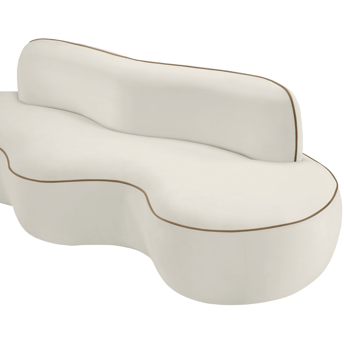 Swerve 10 0in Cream Velvet Upholstered Sofa