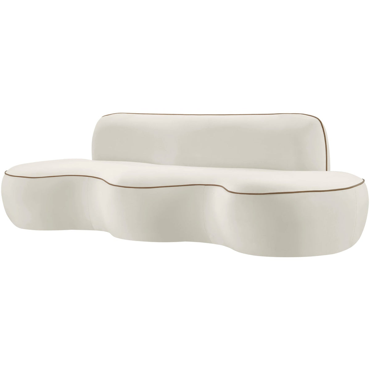 Swerve 10 0in Cream Velvet Upholstered Sofa
