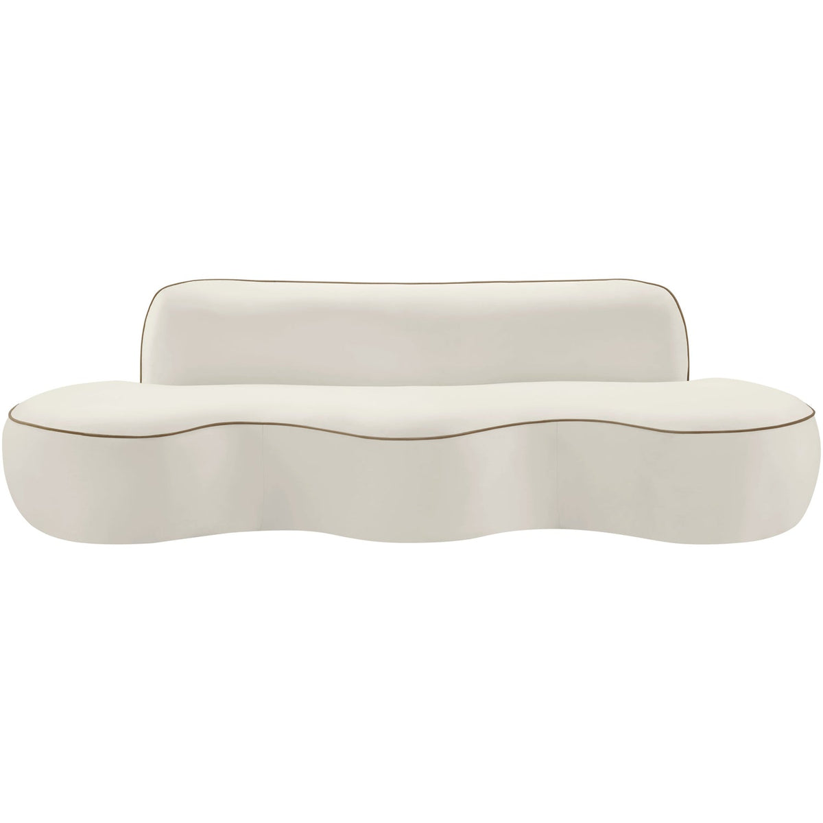 Swerve 10 0in Cream Velvet Upholstered Sofa