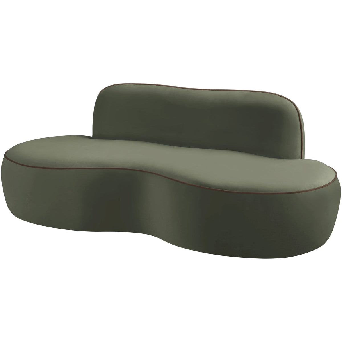 Swerve 7 7in Green Velvet Upholstered Loveseat