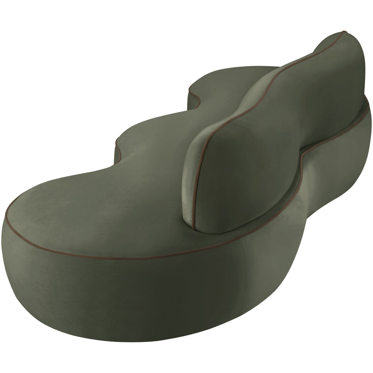 Swerve 10 0in Green Velvet Upholstered Sofa