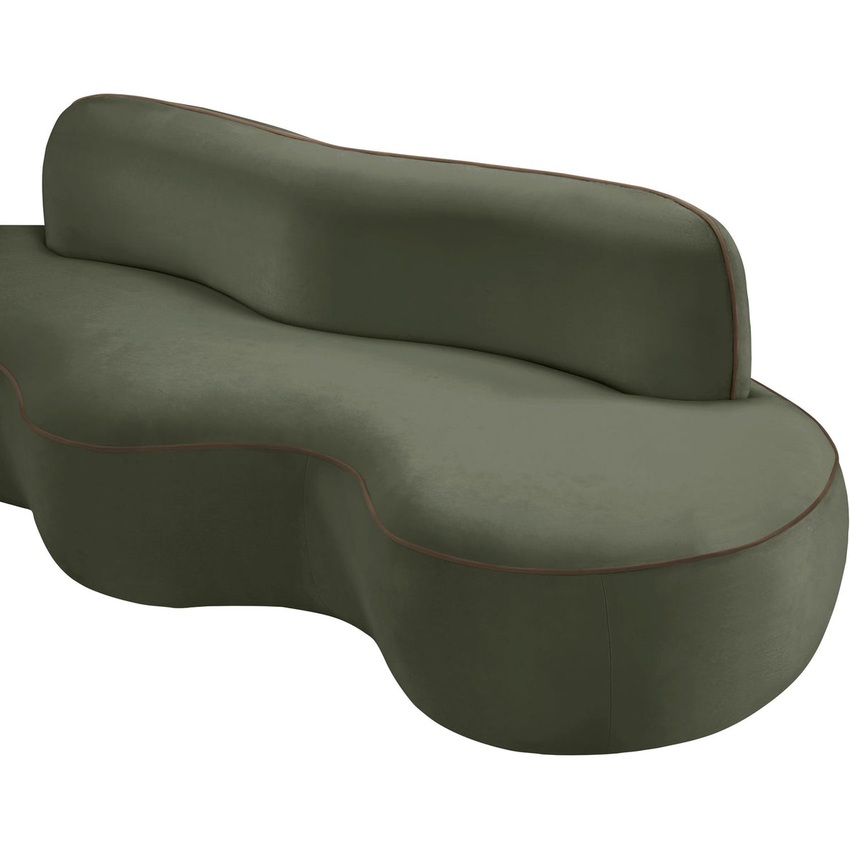 Swerve 10 0in Green Velvet Upholstered Sofa