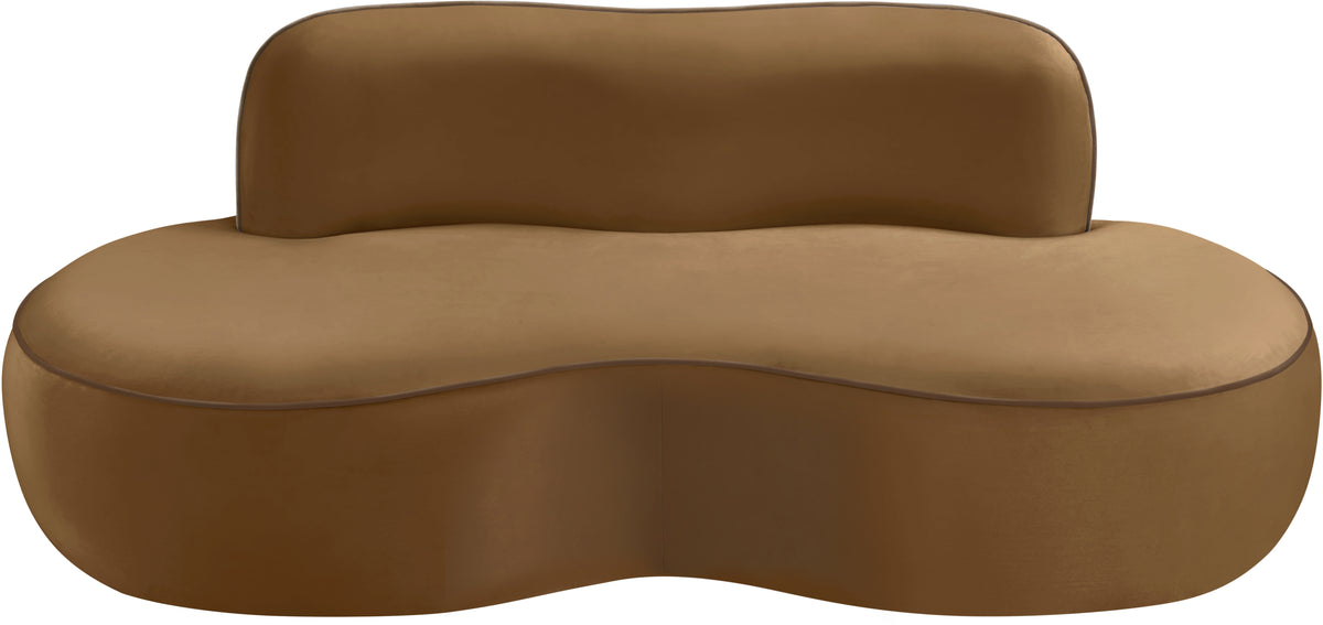Swerve 7 7in Saddle Velvet Upholstered Loveseat
