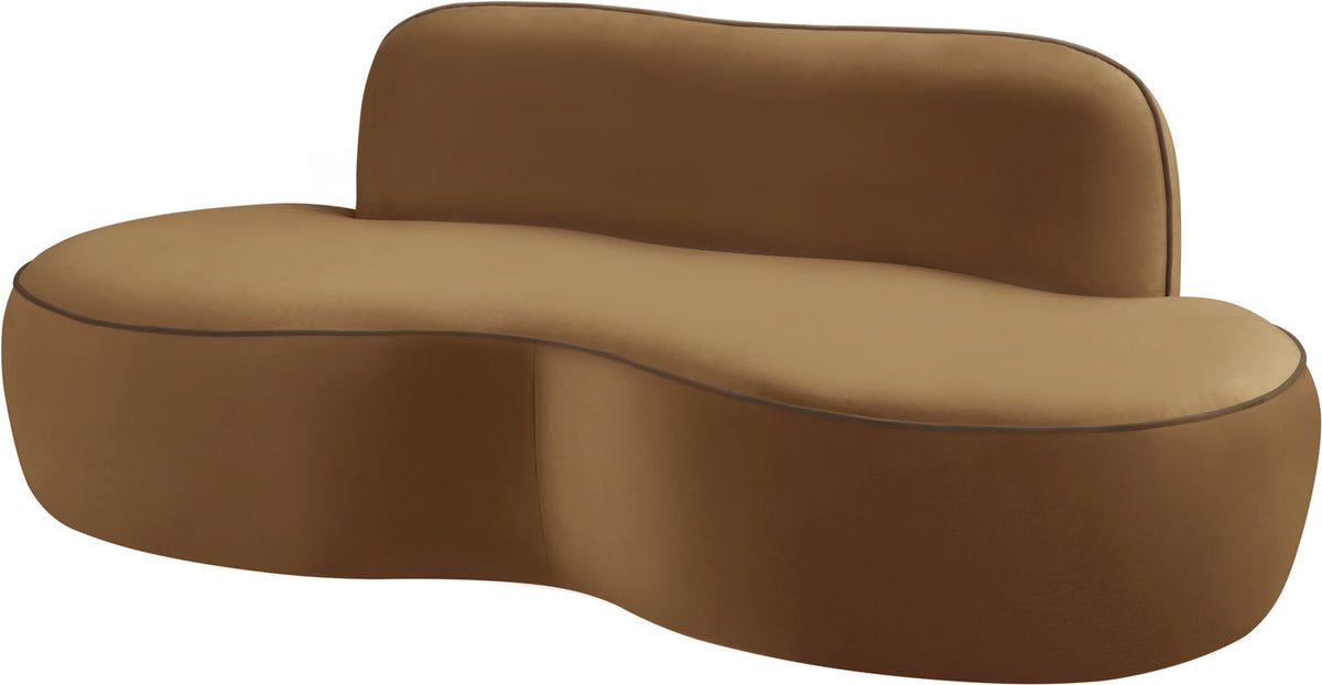 Swerve 7 7in Saddle Velvet Upholstered Loveseat
