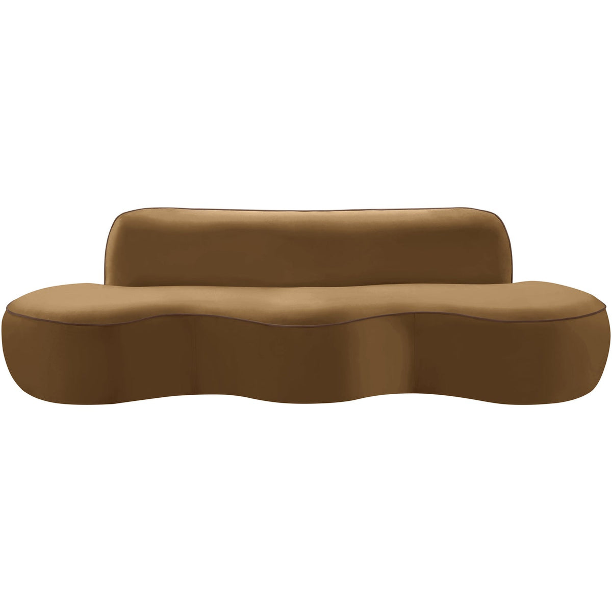 Swerve 100in Saddle Velvet Upholstered Sofa