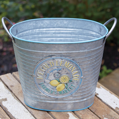 Ice Cold Lemonade Galvanized Bucket