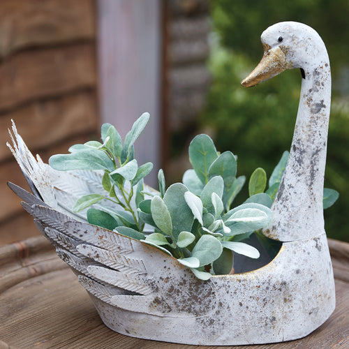 Rustic Cottage Swan Planter