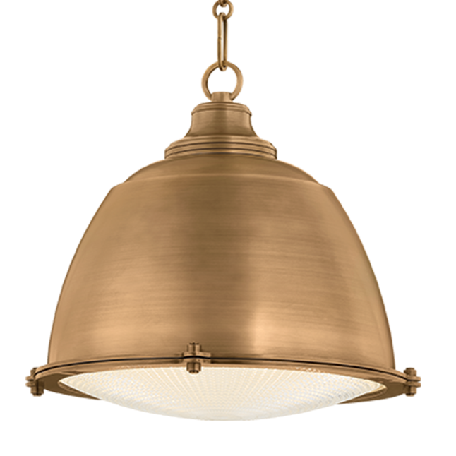 Hudson Valley Lighting Milltown Small Pendant in Patina Brass, primary product view