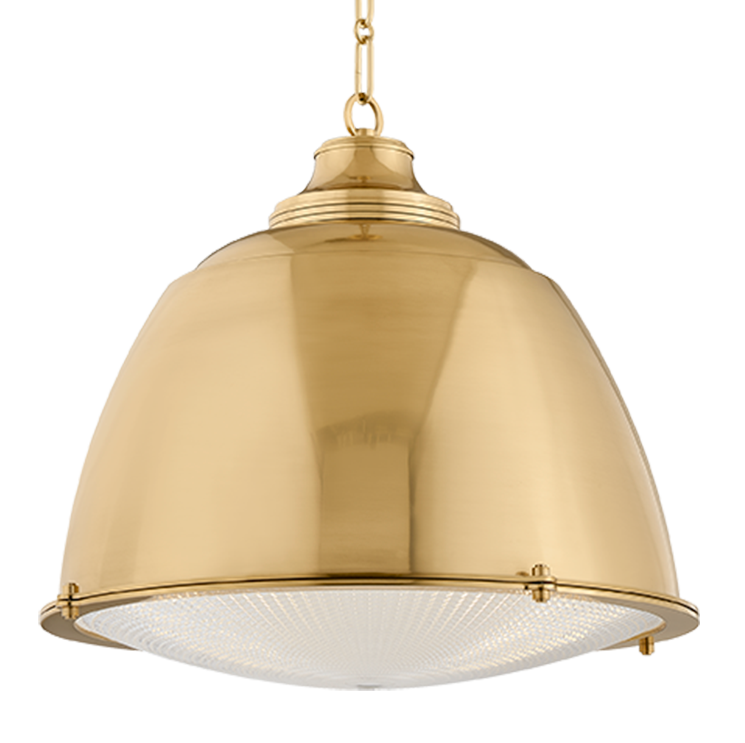 Hudson Valley Lighting Milltown Large Pendant in Patina Brass, primary product view