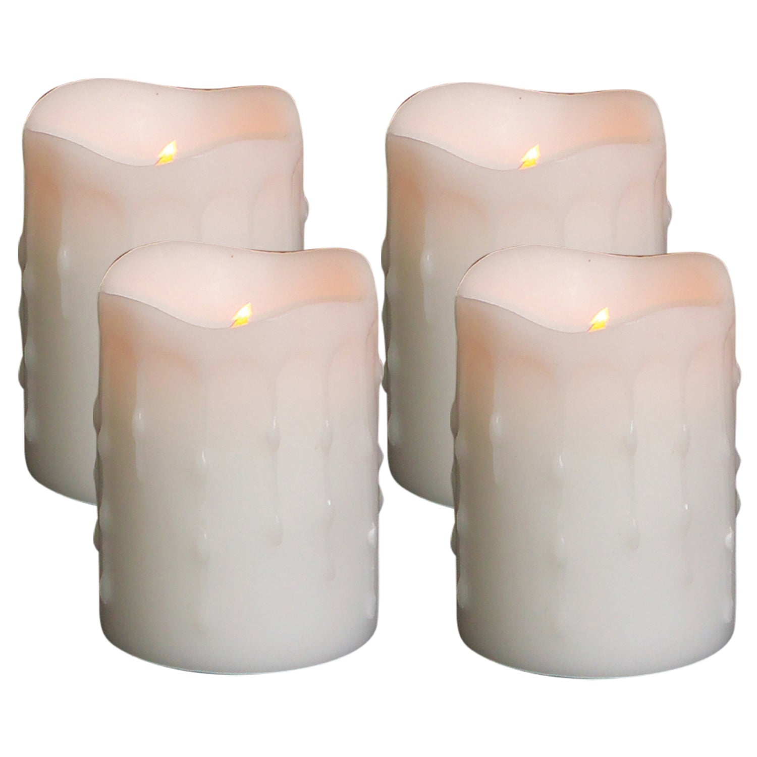 LED Dripping Wax Pillar Candles Set of 4