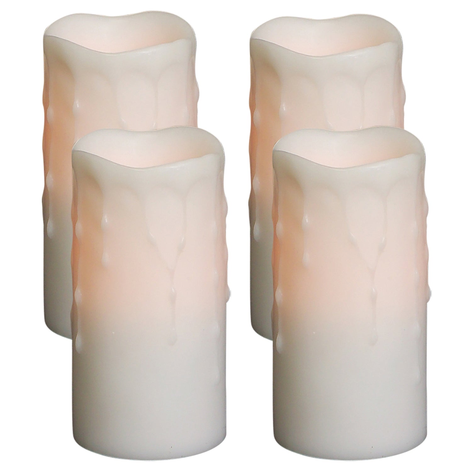 LED Dripping Wax Pillar Candles Set of 4