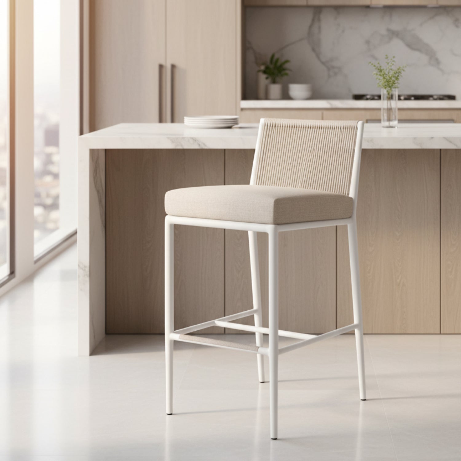 Sunset West Sabbia Echo Ash Outdoor Barstool Set of 2