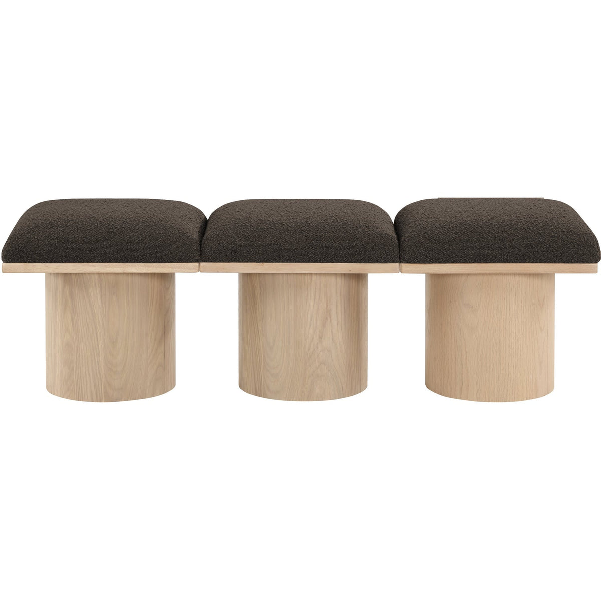 Pavilion Brown Boucle Fabric Upholstered 3 Piece Modular Bench