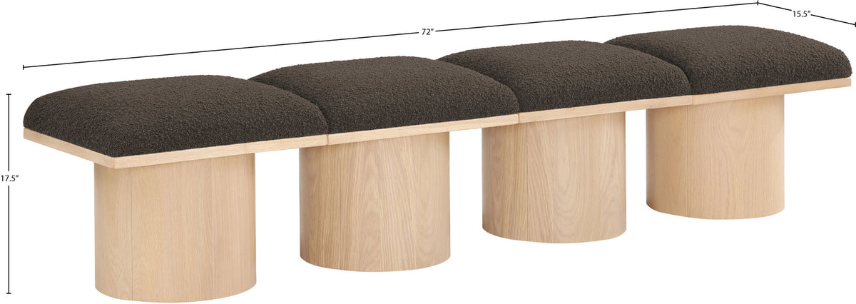 Pavilion Brown Boucle Fabric Upholstered 4 Piece Modular Bench