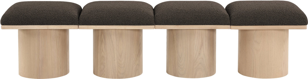 Pavilion Brown Boucle Fabric Upholstered 4 Piece Modular Bench