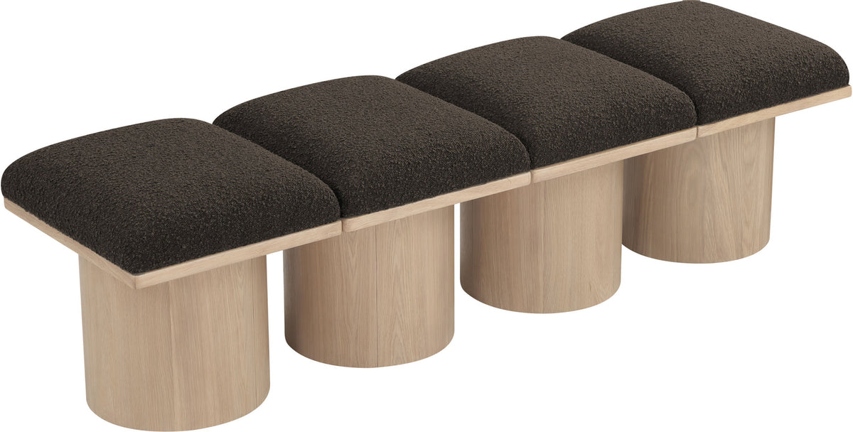 Pavilion Brown Boucle Fabric Upholstered 4 Piece Modular Bench