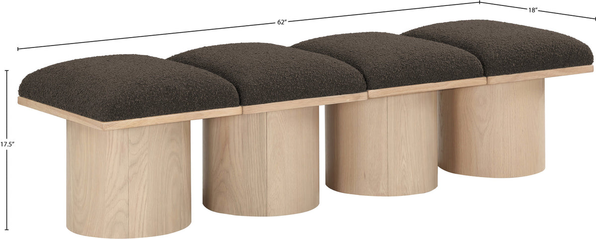 Pavilion Brown Boucle Fabric Upholstered 4 Piece Modular Bench