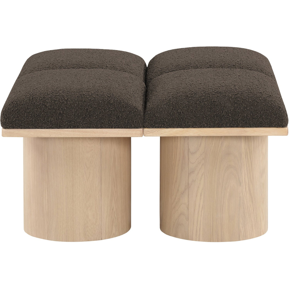 Pavilion Brown Boucle Fabric Upholstered 4 Piece Modular Bench