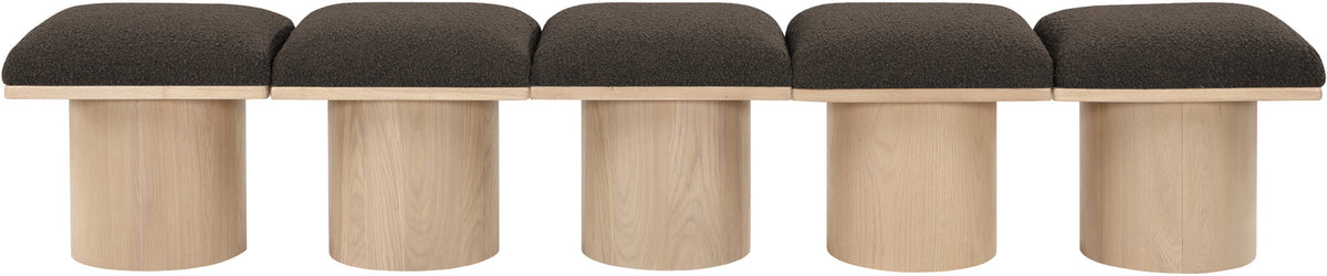 Pavilion Brown Boucle Fabric Upholstered 5 Piece Modular Bench