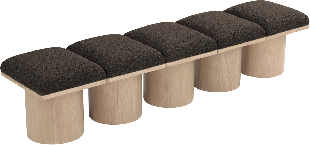 Pavilion Brown Boucle Fabric Upholstered 5 Piece Modular Bench