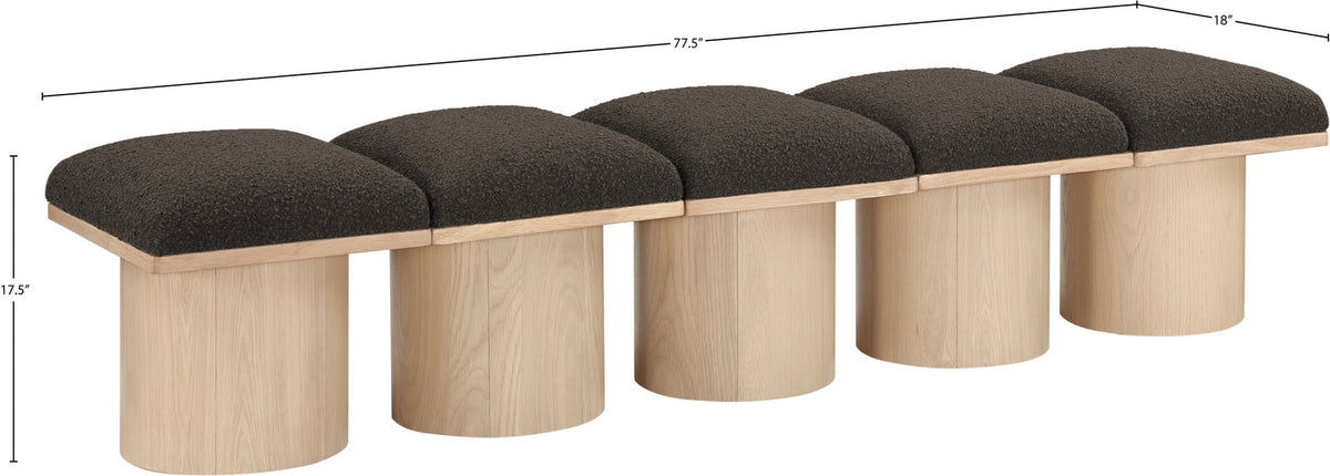 Pavilion Brown Boucle Fabric Upholstered 5 Piece Modular Bench