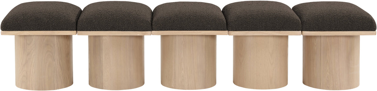Pavilion Brown Boucle Fabric Upholstered 5 Piece Modular Bench