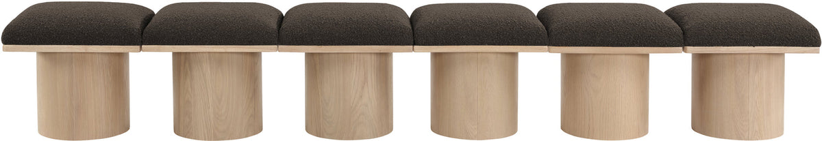Pavilion Brown Boucle Fabric Upholstered 6 Piece Modular Bench