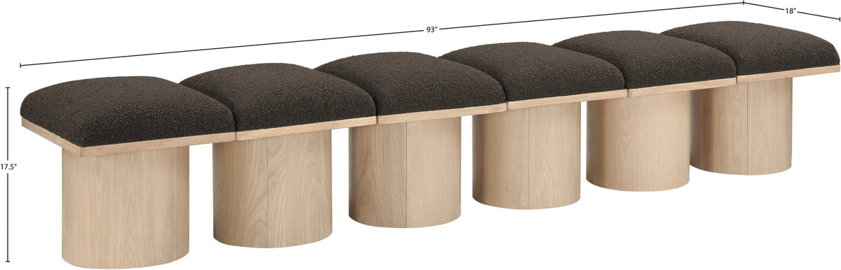 Pavilion Brown Boucle Fabric Upholstered 6 Piece Modular Bench
