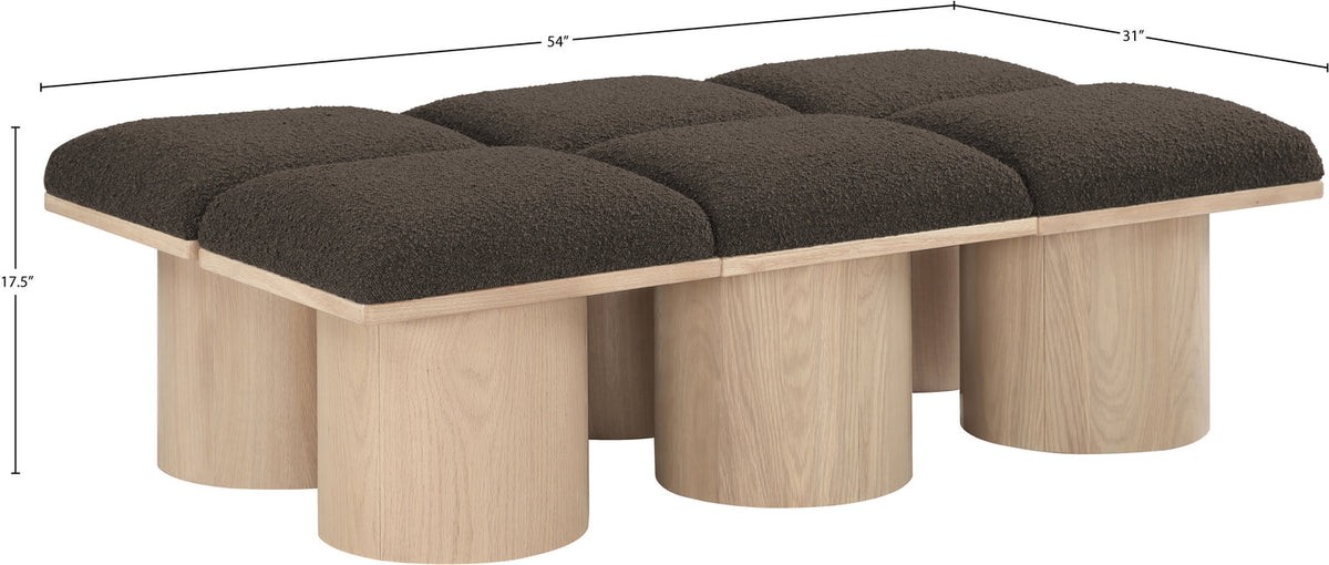 Pavilion Brown Boucle Fabric Upholstered 6 Piece Modular Bench