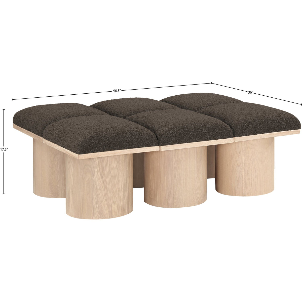 Pavilion Brown Boucle Fabric Upholstered 6 Piece Modular Bench