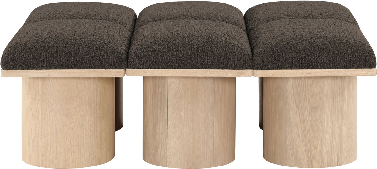 Pavilion Brown Boucle Fabric Upholstered 6 Piece Modular Bench