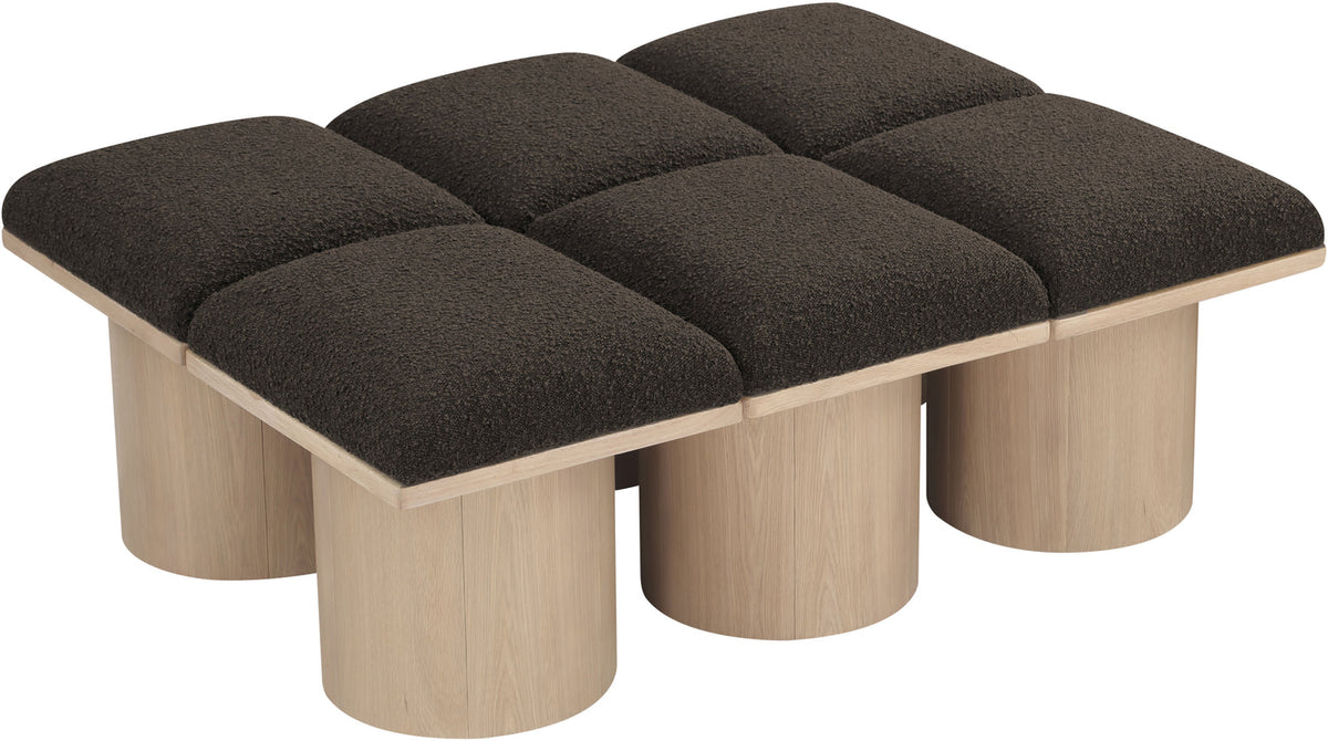 Pavilion Brown Boucle Fabric Upholstered 6 Piece Modular Bench