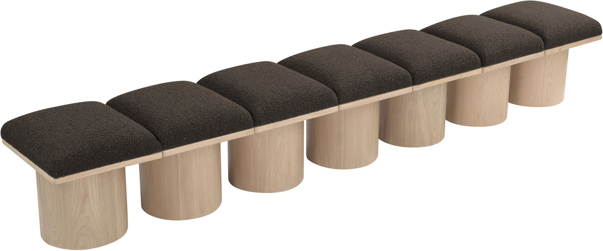 Pavilion Brown Boucle Fabric Upholstered 7 Piece Modular Bench