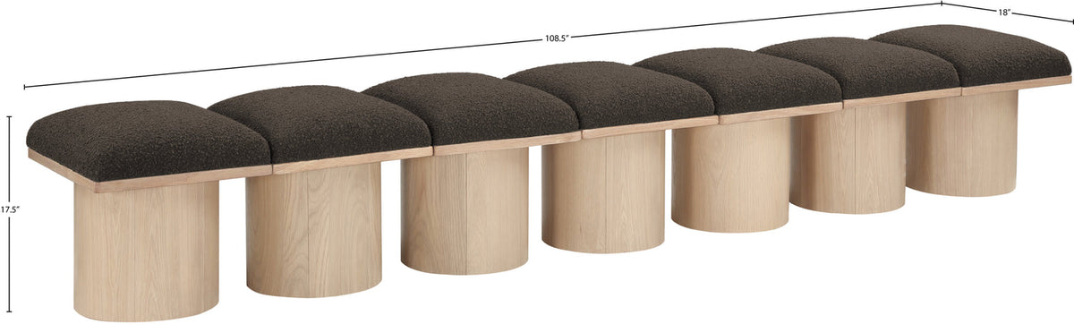 Pavilion Brown Boucle Fabric Upholstered 7 Piece Modular Bench