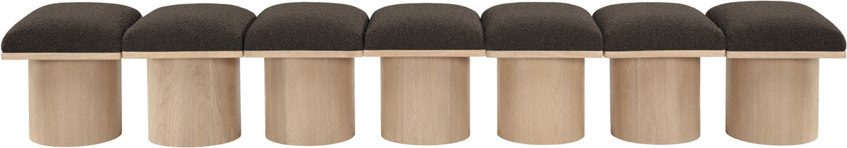Pavilion Brown Boucle Fabric Upholstered 7 Piece Modular Bench
