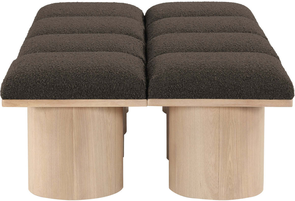 Pavilion Brown Boucle Fabric Upholstered 8 Piece Modular Bench