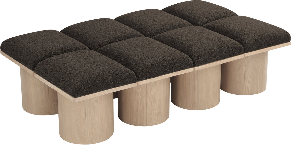 Pavilion Brown Boucle Fabric Upholstered 8 Piece Modular Bench