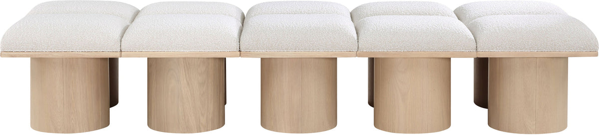 Pavilion Cream Boucle Fabric Upholstered 10 Piece Modular Bench