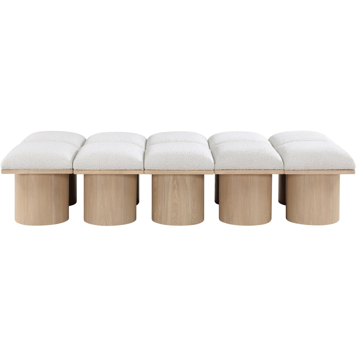 Pavilion Cream Boucle Fabric Upholstered 10 Piece Modular Bench