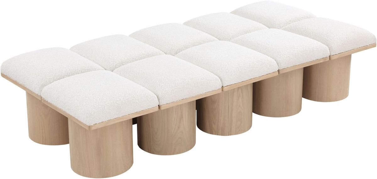Pavilion Cream Boucle Fabric Upholstered 10 Piece Modular Bench