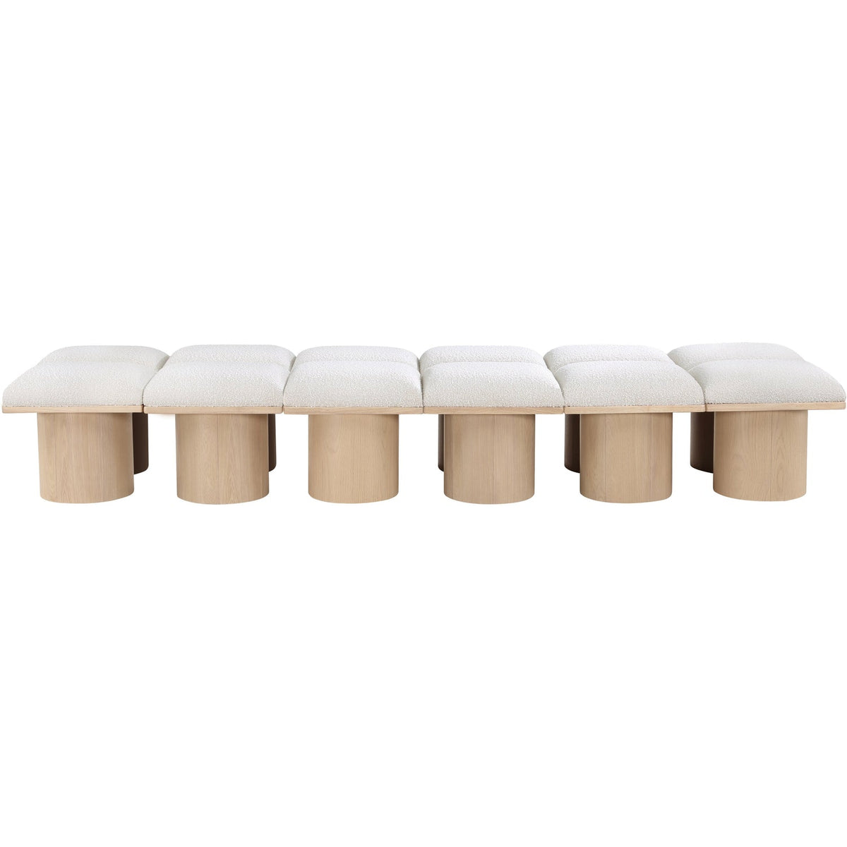 Pavilion Cream Boucle Fabric Upholstered 12 Piece Modular Bench