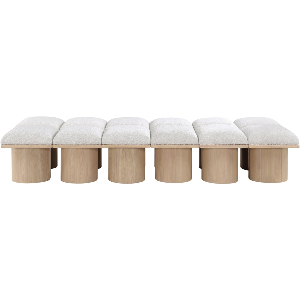 Pavilion Cream Boucle Fabric Upholstered 12 Piece Modular Bench