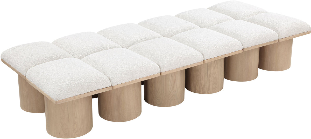 Pavilion Cream Boucle Fabric Upholstered 12 Piece Modular Bench