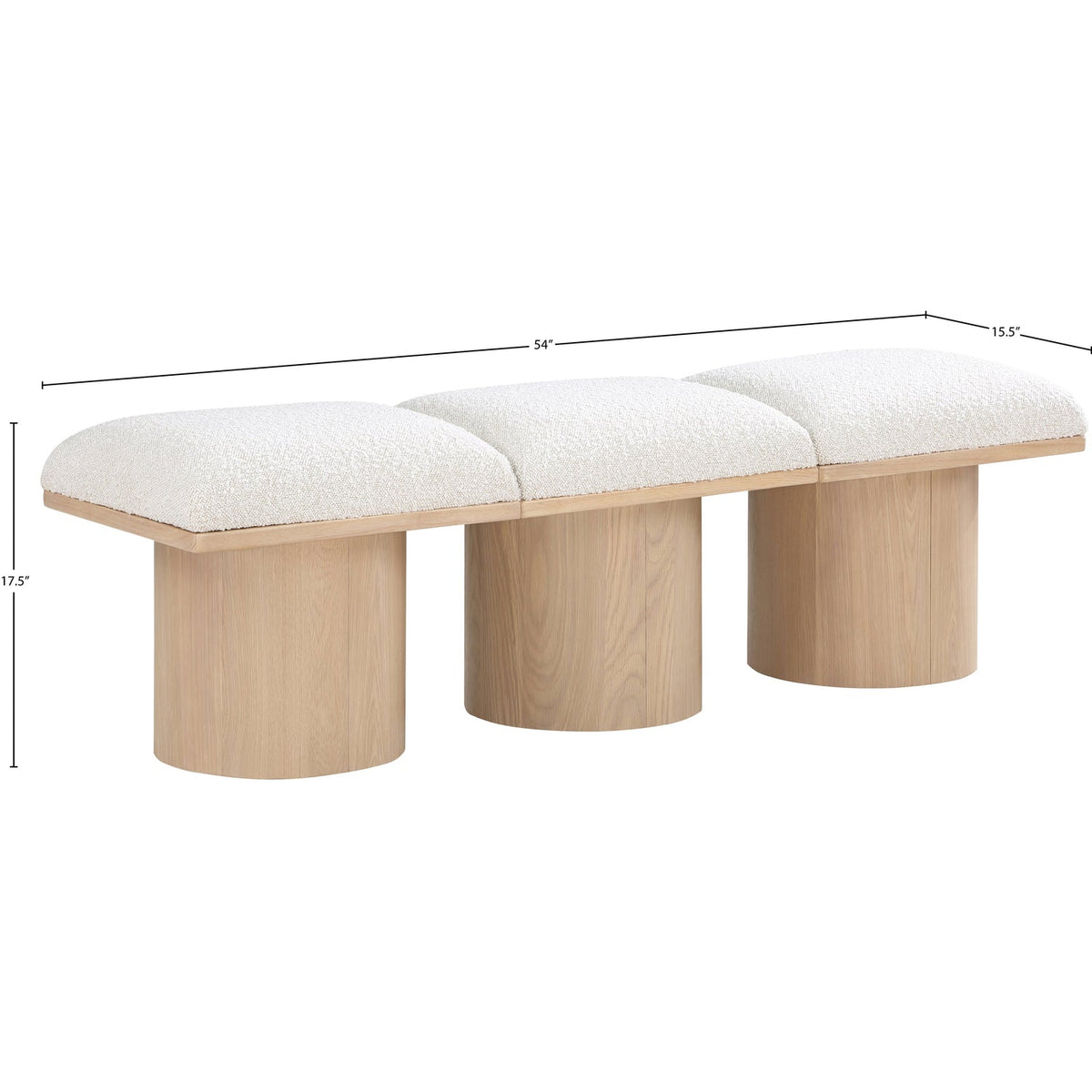 Pavilion Cream Boucle Fabric Upholstered 3 Piece Modular Bench