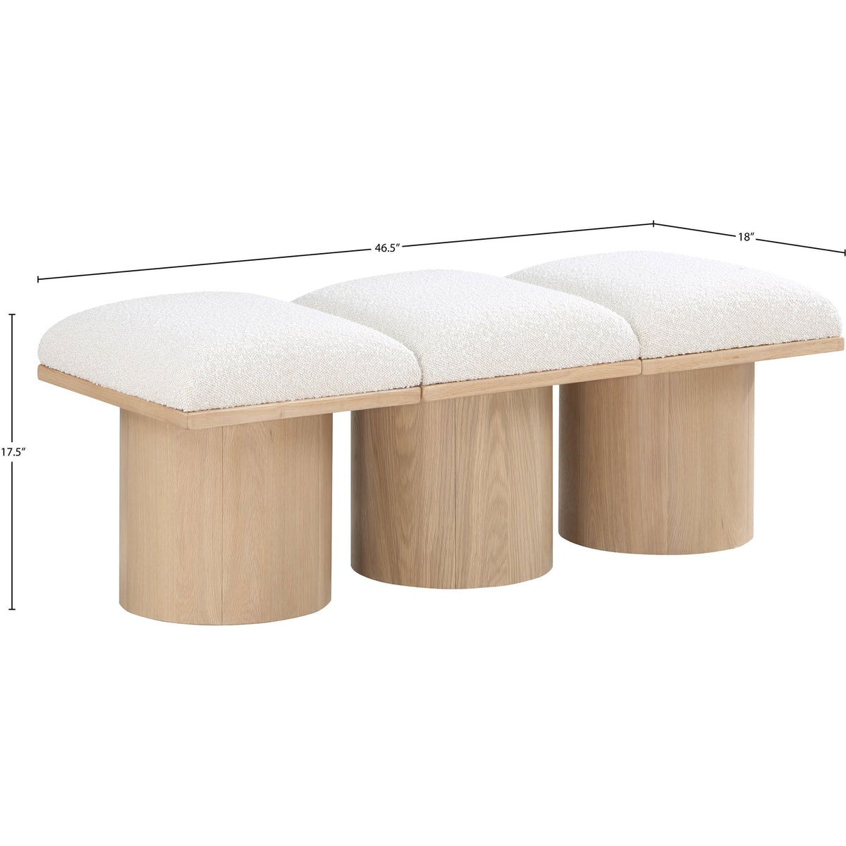 Pavilion Cream Boucle Fabric Upholstered 3 Piece Modular Bench