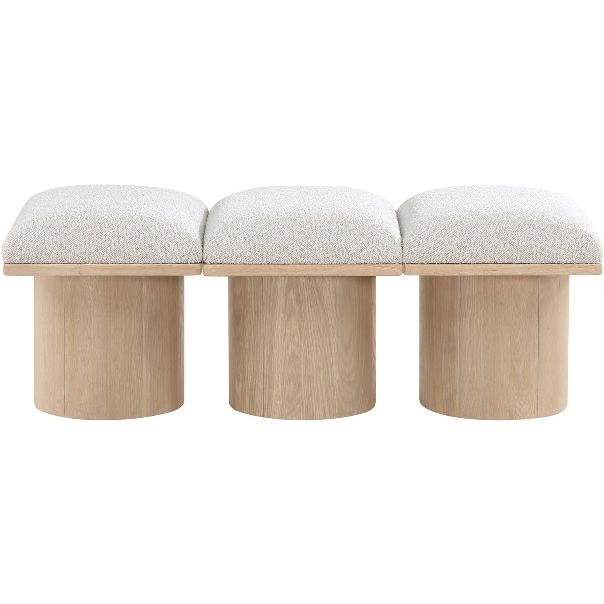 Pavilion Cream Boucle Fabric Upholstered 3 Piece Modular Bench