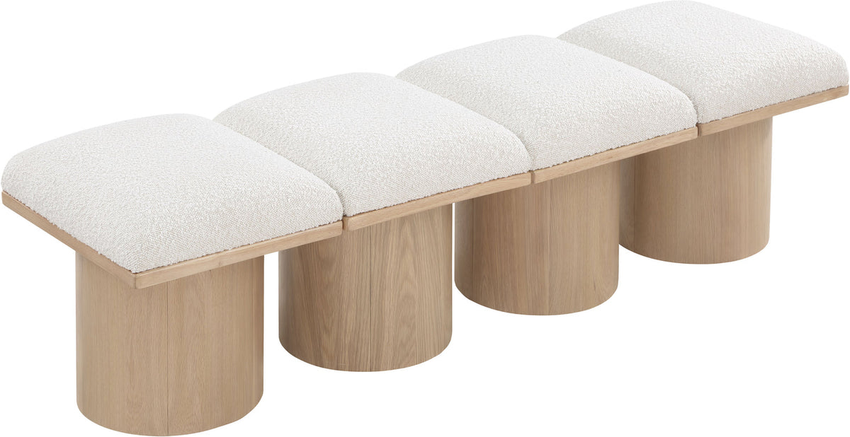 Pavilion Cream Boucle Fabric Upholstered 4 Piece Modular Bench